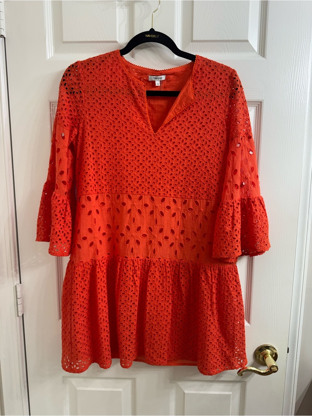 Tyler Boe Bright Orange Eyelet Mini SunDress Size XS